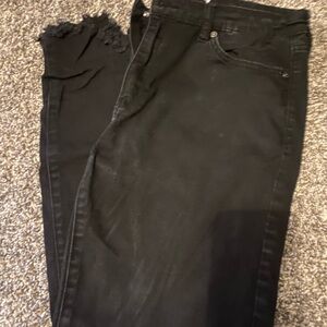 KanCan Women's Black Jeans with distressed hem